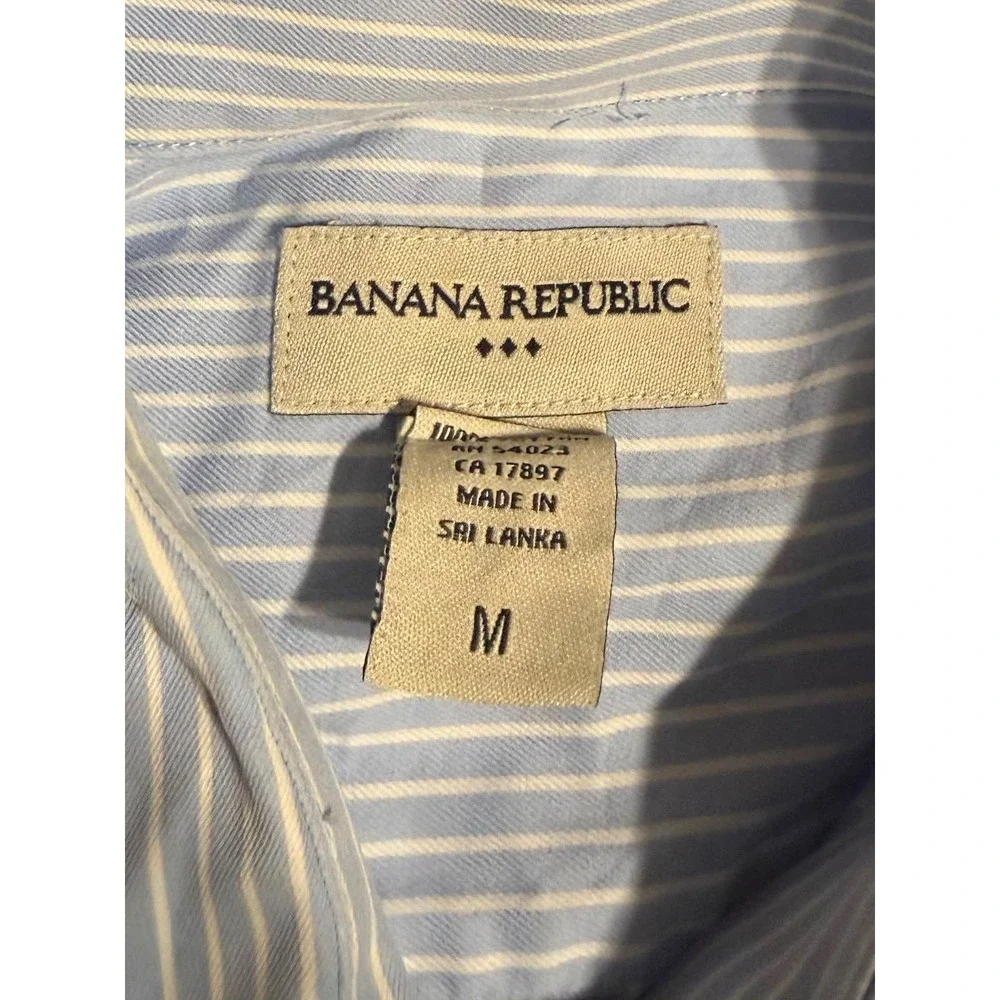 Banana Republic Mens Blue White Pinstripe Cotton Button Down Shirt Size M 938